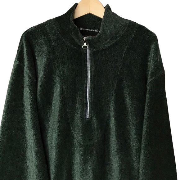 Vintage Muskoka Lakes Plush Pullover Popover Quarter Zip Green Teddy XXL - Picture 2 of 9